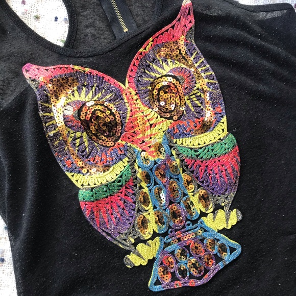 Sequinned owl tank top - Picture 2 of 8
